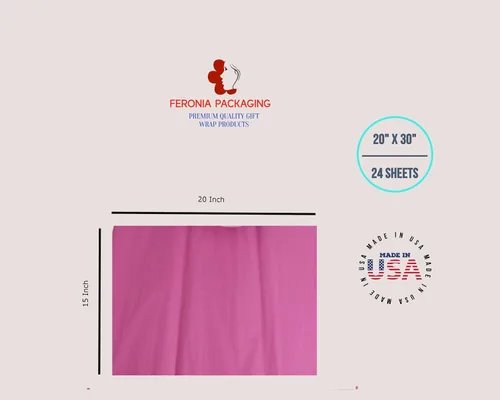 Miniatura 8 de Cuadrados de papel de seda rosa intenso, 24 hojas a granel, papel de regalo premium y suministros de arte para cumpleaños, vacaciones o regalos por