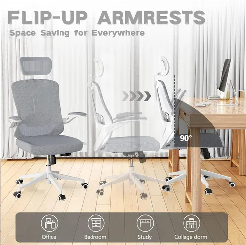 Miniatura 7 de Ergonomic Office Chair - 350LB Comfy Desk Chairs with Adjustable Lumbar Back and Support, Mesh Computer Chairs with Wheels and Arms for Home Office
