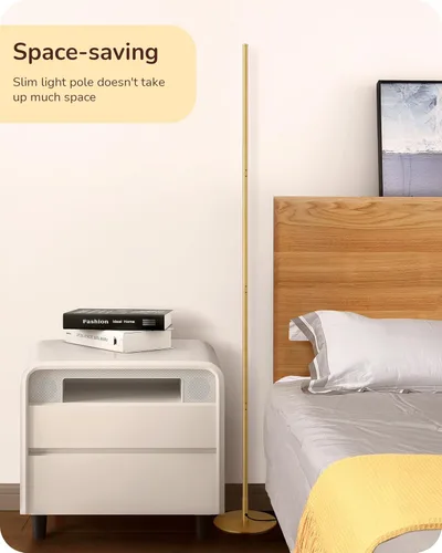 Miniatura 3 de EDISHINE Lámpara de pie LED de esquina, moderna luz delgada y regulable, altura ajustable, lámpara alta minimalista de 57.5 pulgadas para sala