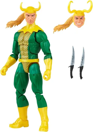 Marvel Legends Series Loki - Figura de acción de embalaje retro de 6 pulgadas, 3 accesorios