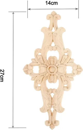 Miniatura 2 de MUXSAM Apliques de madera tallados para muebles, 1 calcomanía sin pintar para puerta, pared, techo, armario, tocador, espejo, cama, mantel, banco