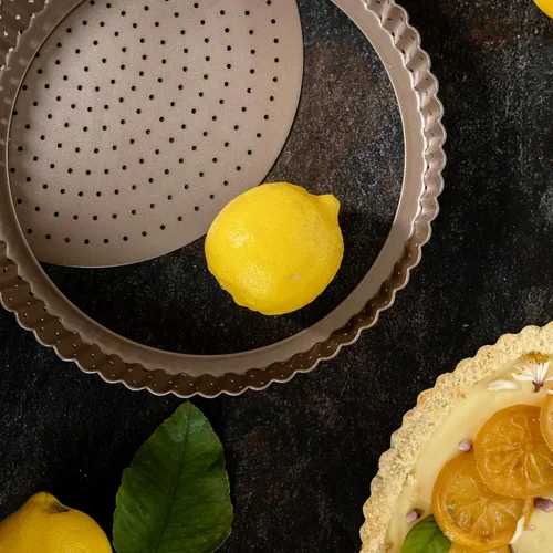 Miniatura 3 de HAPPIELS - Sartén antiadherente de 9 pulgadas para tartas con fondo extraíble Lata de tarta y quiche estriada libre de PFOA y BPA, no tóxica