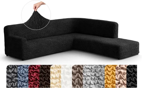 Miniatura 30 de PAULATO BY GA.I.CO. Funda de sofá modular, funda para sofá chaise longue en forma de L, fundas lavables para sofá esquinero, funda elástica de Gris