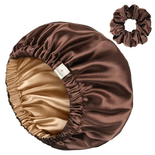 Miniatura 13 de YANIBEST Gorro de satén ajustable de doble capa para dormir, gorro para el cabello para mujeres con cabello rizado natural, color salvia