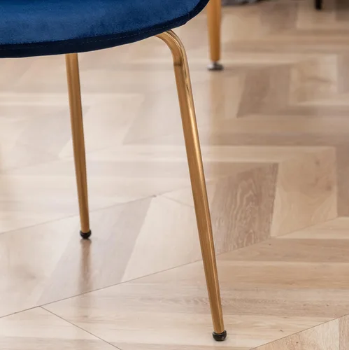 Miniatura 6 de R. Everett - Silla de comedor moderna de terciopelo con patas chapadas en oro duraderas, juego de 2, color azul