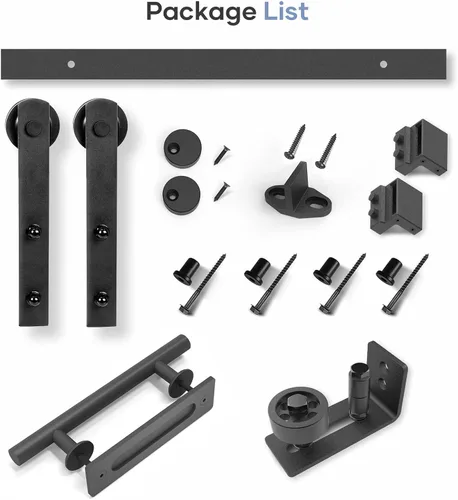 Miniatura 7 de EaseLife Kit de herrajes para manija y riel de puerta corrediza de granero de 5.5 pies, polea recta, se desliza suavemente silenciosamente, fácil