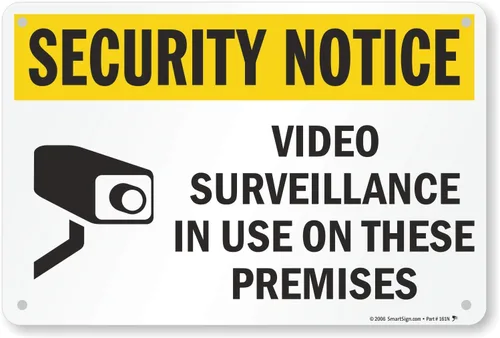 SmartSign Aviso de seguridad - Video vigilancia en uso en las instalaciones | 12" x 18" Aluminio