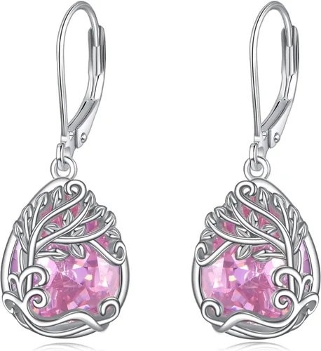 Miniatura 195 de Aretes colgantes con forma de lágrima de filigrana de piedra lunar de plata de ley 925 con cierre de palanca para mujer, regalos de joyería