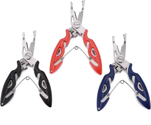 Miniatura 8 de FOSTAR Alicates de pesca, Removedor de gancho de acero inoxidable, Tijeras de línea de pesca, Cortadores de línea trenzados, Abreanillos divididos