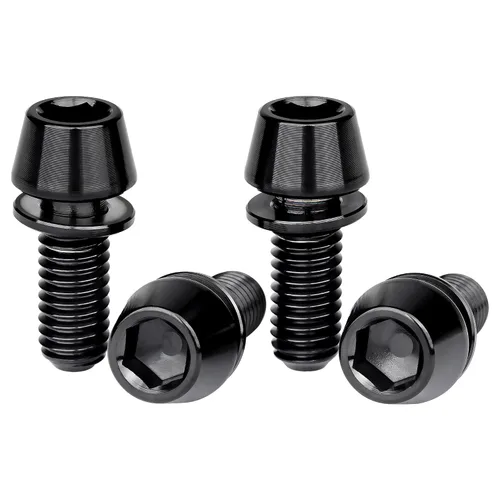 Tornillos Wanyifa de titanio M6x16 de 18, 20 y 25 mm con cabeza hexagonal cónica para bicicleta, actualización de freno de manivela, pack de 4 Negro