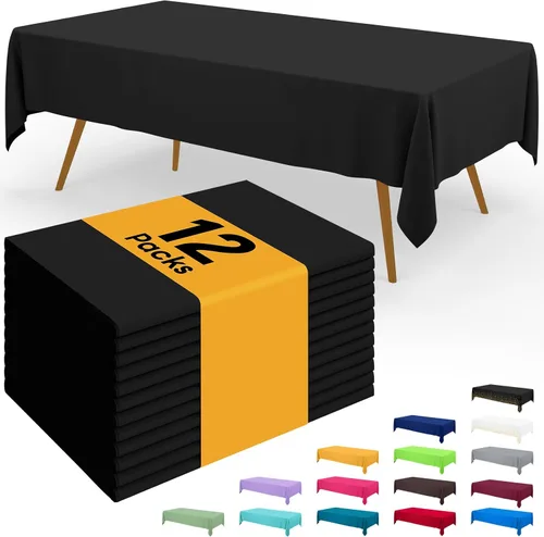 Miniatura 41 de Smiry - Juego de 6 manteles desechables, 54 x 78 pulgadas, manteles impermeables rectangulares para fiestas, cubierta de mesa de plástico