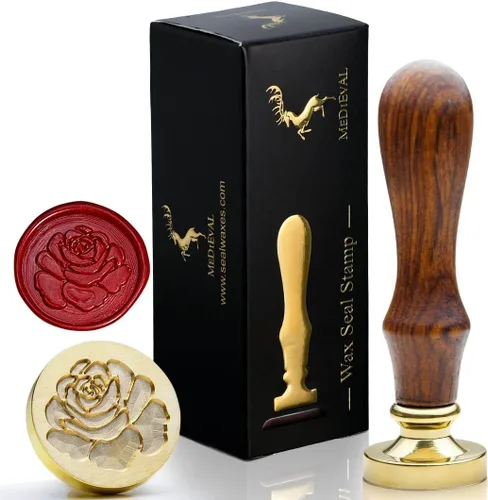 Sello de Cera de Flor, Sello de Cera de Rosa para Invitaciones de Boda, Sobres, Embalaje de Regalo Cabeza de flor de rosa