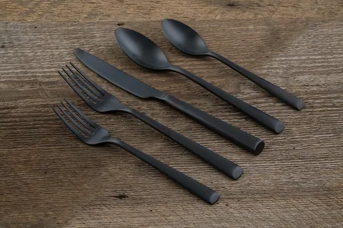 Miniatura 2 de Cambridge Silversmiths Gilda Black Satin - Juego de cubiertos de 20 piezas, servicio para 4 personas Satén negro