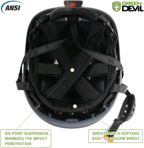 Miniatura 5 de Casco de seguridad con visera y protección para los oídos, ajustable, ligero, ventilado, ABS, casco de trabajo para hombres y mujeres, suspensión