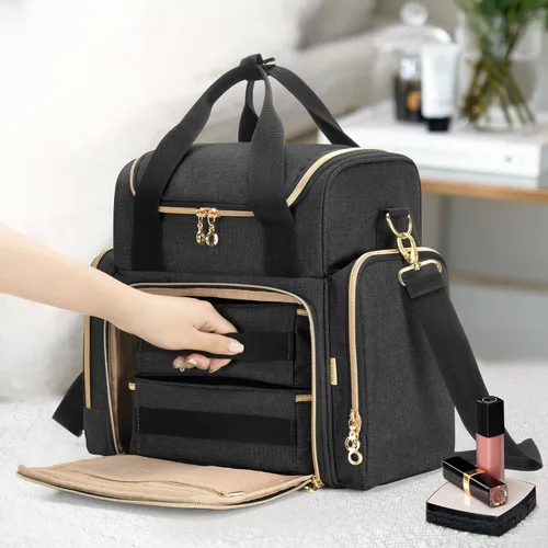 Miniatura 5 de LUXJA Bolsa de maquillaje Bolsa de cosméticos Bolsas extraíbles, Negro