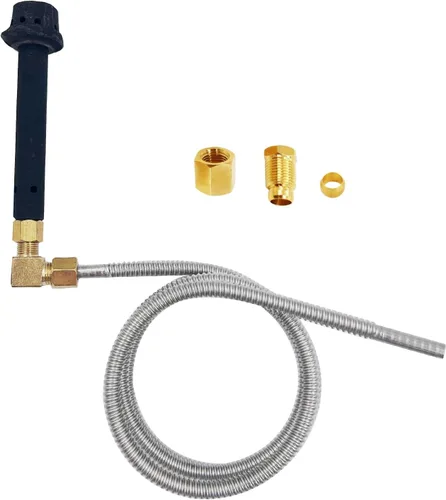 MENSI Kit de seguridad para quemador de chorro de hierro fundido, quemador piloto, mini quemador pequeño, con manguera de línea de gas flexible con