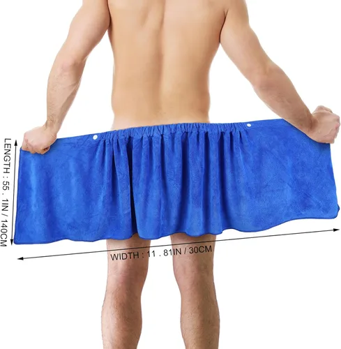 Miniatura 2 de Preboun Toalla de baño para hombre, toalla de ducha ajustable, toalla de spa con bolsillo para después de la ducha para hombres, regalo para spa
