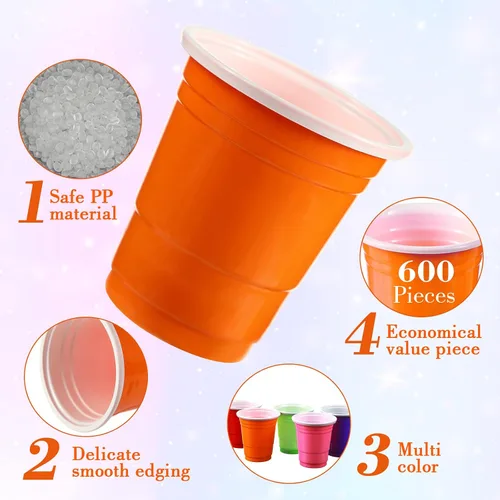 Miniatura 3 de Mimorou Paquete de 600 vasos de chupito de plástico de 2 onzas, vasos desechables de plástico, mini tazas multicolor para barbacoa, fiesta