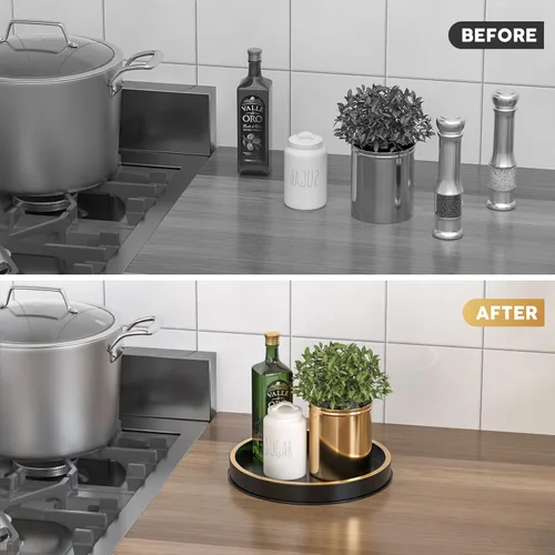 Miniatura 7 de HGF Bandeja redonda para decoración de encimera de cocina, bandejas de hierro metálico ligeras de 10 pulgadas para soporte de servilletas
