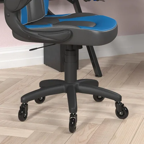 Miniatura 6 de Flash Furniture X10 - Silla de juegos de carreras, oficina, computadora, silla ajustable con brazos abatibles y ruedas de rodillo transparentes, Azul