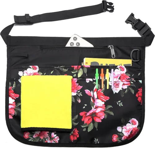 Delantal de servidor impermeable para mujeres con 5 bolsillos, se pone y se quita rápidamente, delantales de camarera, delantal de trabajo para