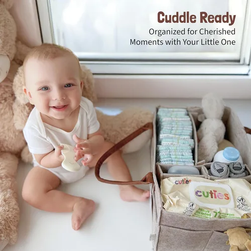 Miniatura 7 de Lily Miles Organizador de pañales para bebé, cesta de almacenamiento para recién nacidos, regalo neutro para baby shower, imprescindible