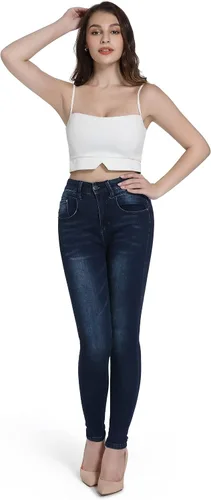 Miniatura 2 de CJH DREAM Pantalones de mezclilla de algodón con cordón elástico y cordón elástico para mujer, de cintura alta, a la moda, Jeans para mujer