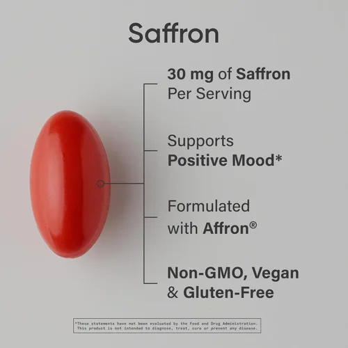 Miniatura 2 de Sports Research® Suplemento de azafrán puro, 30 mg - Apoyo al estado de ánimo y el estrés - Hecho con extracto de azafrán Affron® - Certificado
