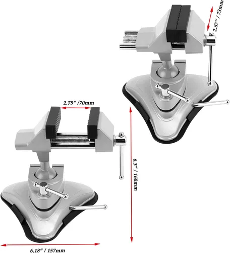 Miniatura 2 de JOIKIT Mini tornillo de succión de mesa, mandíbula de 2-3/4 pulgadas, base de vacío portátil de 360°, tornillo de banco de pasatiempos, ventosa