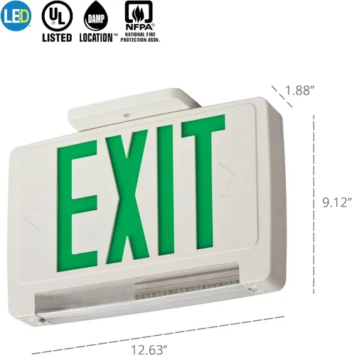 Miniatura 2 de Lithonia Lighting ECBG LED M6 - Barra de luz LED de salida y emergencia con batería de respaldo, letras verdes