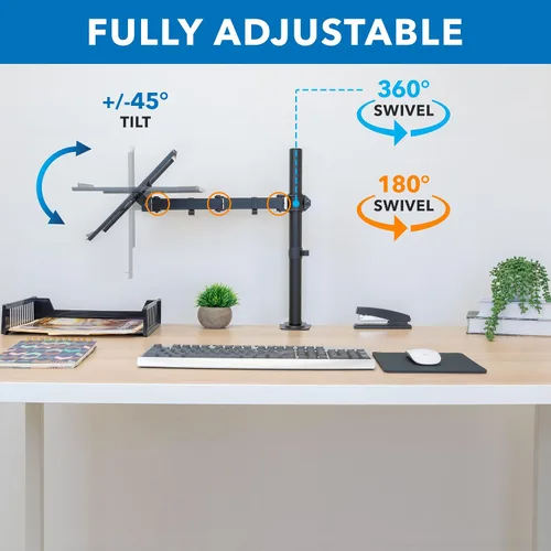 Miniatura 7 de Mount-It! Soporte de escritorio para laptop, brazo ergonómico totalmente ajustable para laptop con bandeja ventilada, gestión de cables, abrazadera