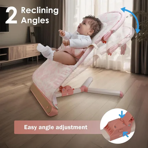 Miniatura 6 de Tiny Marvels Mecedora de bebé, Asiento de gorila de 3 puntos para bebé recién nacido y niño pequeño, Silla de columpio portátil para bebé con Floral