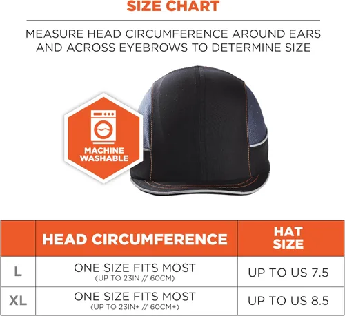 Miniatura 7 de Gorra de seguridad Ergodyne, estilo gorra de béisbol, cómoda protección para la cabeza, visera larga, Skullerz 8950, azul marino, larga