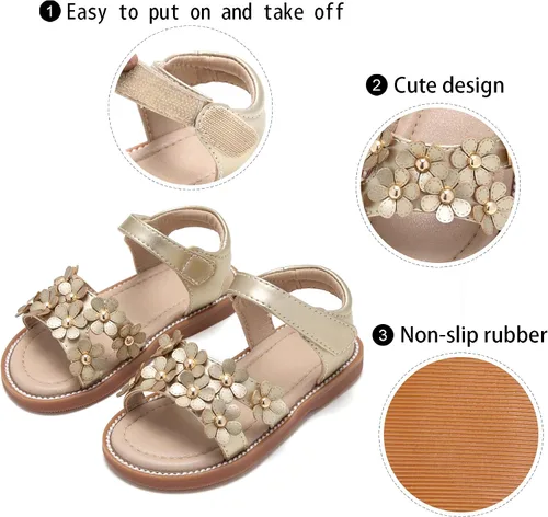 Miniatura 6 de GINFIVE Sandalias para niñas pequeñas, sandalias para niñas y niños pequeños