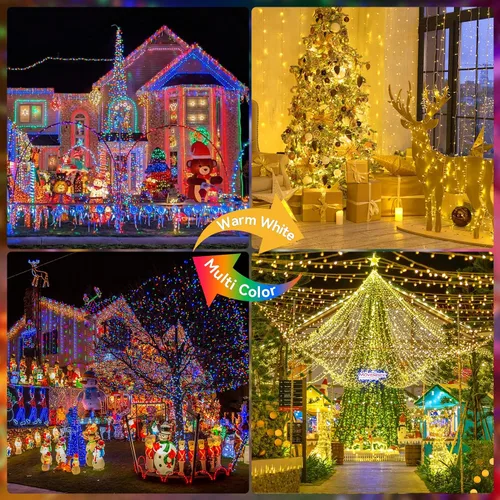 Miniatura 7 de Guirnalda de luces de Navidad de 403 pies para exteriores, 1000 luces LED con cambio de color, 11 modos y función de temporizador de memoria