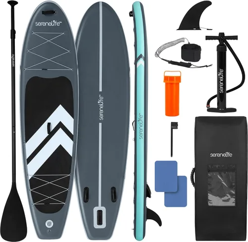 Miniatura 9 de SereneLife Tabla de remo inflable de pie, diseño amplio y estable, cubierta antideslizante para adultos y jóvenes con accesorios de tabla de remo