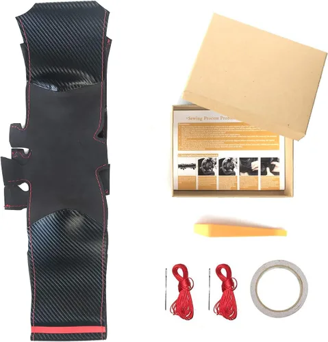 Miniatura 3 de Cubierta de volante de fibra de carbono mate negro y cuero de ante con costura manual, ajuste envolvente para Mercedes Benz W205/C43 GLA45 GLC43