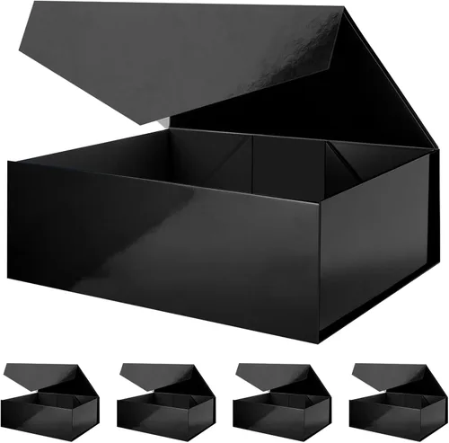 Miniatura 34 de Caja de regalo negra con ventana, caja de regalo magnética transparente para regalo, caja de propuesta de padrino de boda (10.5 x 7.5 x 3 pulgadas)