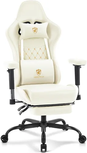 Miniatura 14 de Silla de juegos de tela transpirable, silla de oficina para computadora con reposapiés, soporte lumbar de masaje y almohadilla de gel, silla