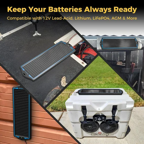 Miniatura 8 de SUNAPEX Carga de batería solar de 12 V: kit de panel solar portátil impermeable – Cargador de goteo de mantenimiento de batería – con controlador