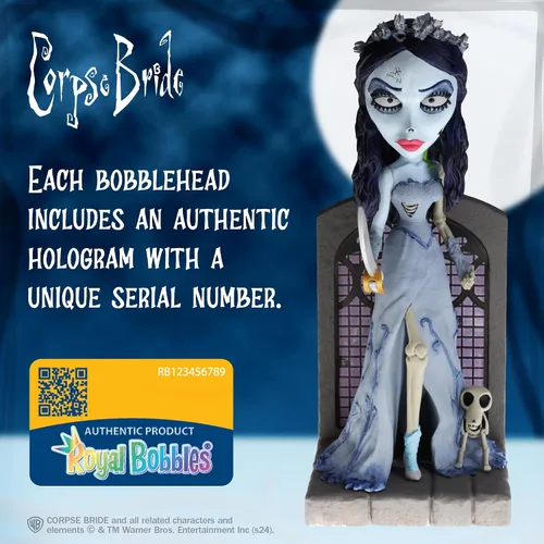 Miniatura 3 de Royal Bobbles Emily la novia cadáver con espada, gusano y restos – 7.5 pulgadas de alto – Estatua coleccionable de Bobblehead