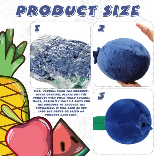 Miniatura 3 de Beeveer Almohada Decorativa Linda de Felpa de Arándanos Navideña Kawaii Regalos de Frutas Peluches para Abrazar Regalo Almohada Suave Novedosa Cojín