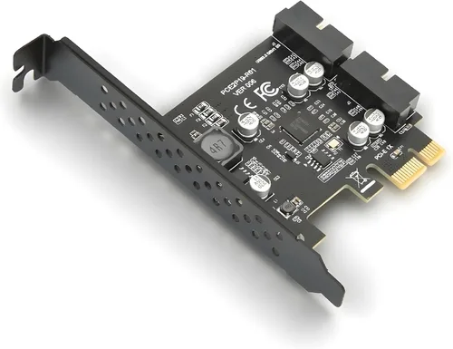 Zunate Tarjeta PCIe a USB 3.2 GEN1, tarjeta de expansión frontal GEN1 USB3.2 de 5 Gbps, tarjeta de expansión PCI Express, tarjeta vertical de