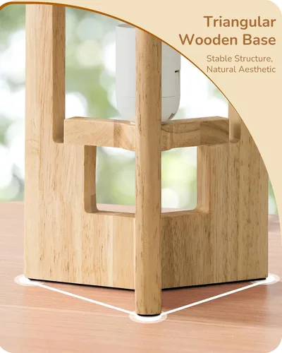 Miniatura 2 de EDISHINE Lámpara de mesa pequeña de madera, lámpara de noche moderna de 13.5 pulgadas, pantalla de lino beige, lámpara cilíndrica de madera natural