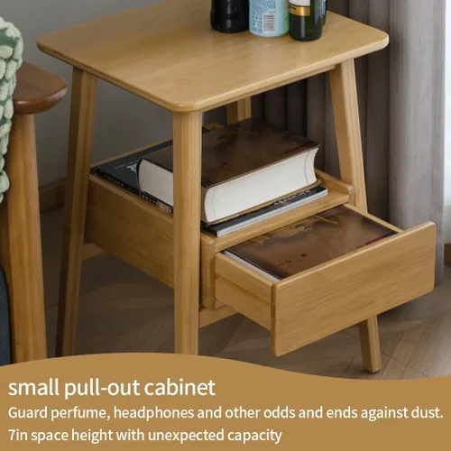 Miniatura 4 de Mesita de noche con cajón, mesita de noche moderna de mediados de siglo, mesitas de noche con estante de almacenamiento abierto, mesa auxiliar