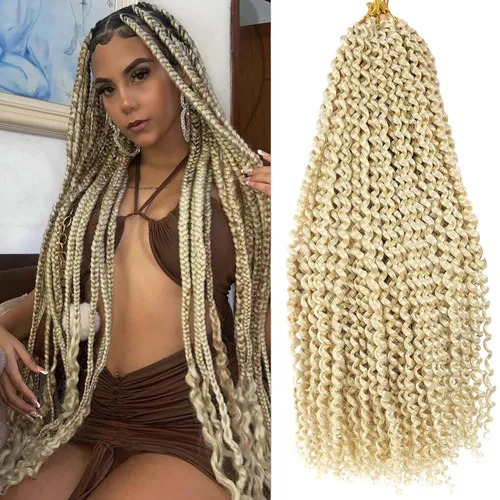 Miniatura 13 de Cabello Passion Twist de 18 pulgadas, 1 paquete de cabello Passion Twist de ganchillo, cabello de ganchillo Water Wave (18 pulgadas (paquete de 1)