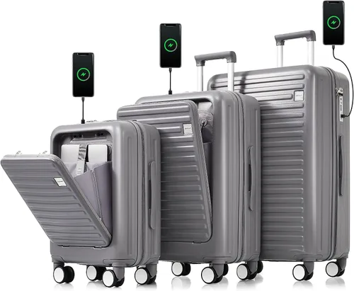 Miniatura 47 de Merax Juego de equipaje rígido ABS expandible de 3 piezas con rueda giratoria Maleta TSA Lock Suit Case, Negro -, Juego de 2 piezas, Equipaje