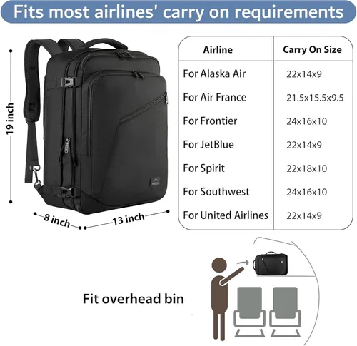 Miniatura 2 de MATEIN - Mochila de viaje extragrande de 10.56 galones, mochila de viaje ampliable apta para aerolíneas, para viajeros de fin de semana, hombres