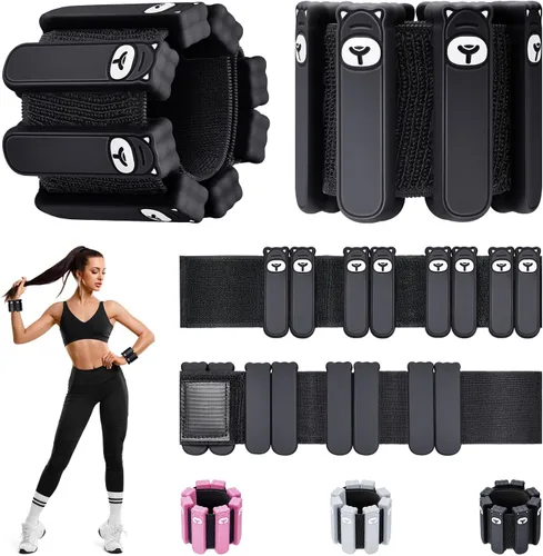 Miniatura 11 de Juego de 2 pesas para muñeca y tobillo (1 libra cada una), pulseras ajustables de silicona con peso para mujeres y hombres, pesas para brazos y Rosa