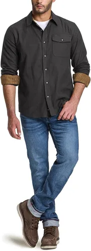 Miniatura 8 de CQR - Camisa de franela de algodón a cuadros con botones y manga larga para hombre, algodón cepillado suave, camisa de estilo informal